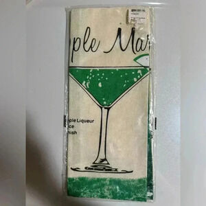 Apple Martini Drink Recipe Kitchen Bar Tea Towel Green Canvas Cloth *NEW*